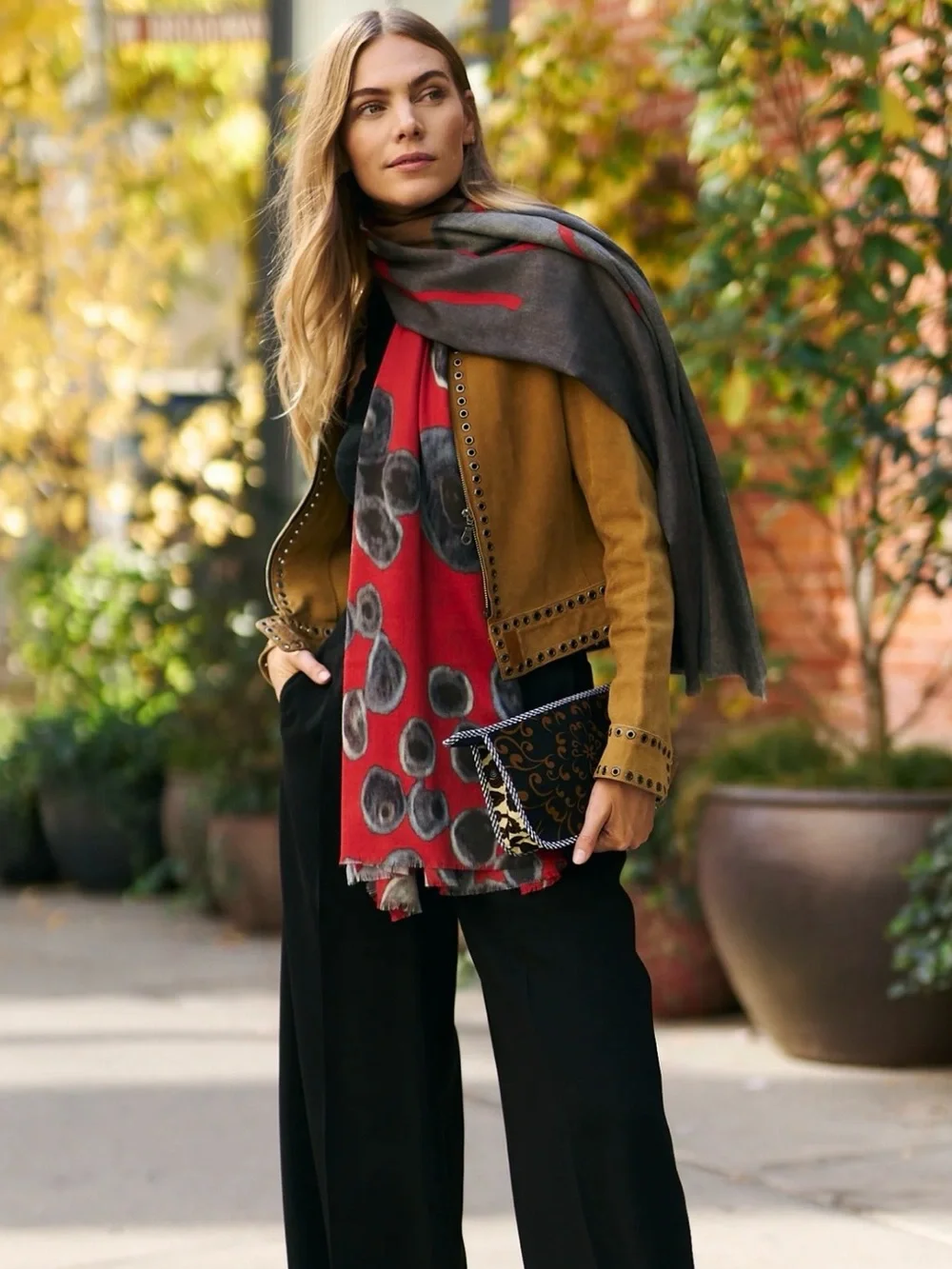 Rhino Klimnt LALELA Wool Cashmere Silk Unique Art Shawl Signed Scarf 38”x68”NWOT